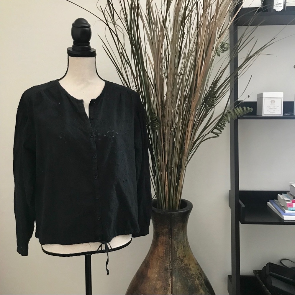 Free People Black Button Down Top
